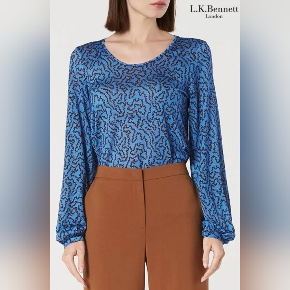 NWT LK Bennett London Jack Coral Print Jersey Top Size XS